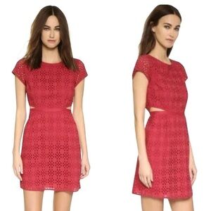 MADEWELL Eyelet Happenings Side Waist Cutout Dress in Rustic Barn Red in Size 6